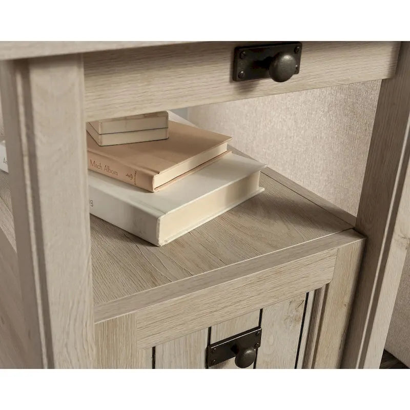 Accent Side Table with Door and Slide-Out Shelf