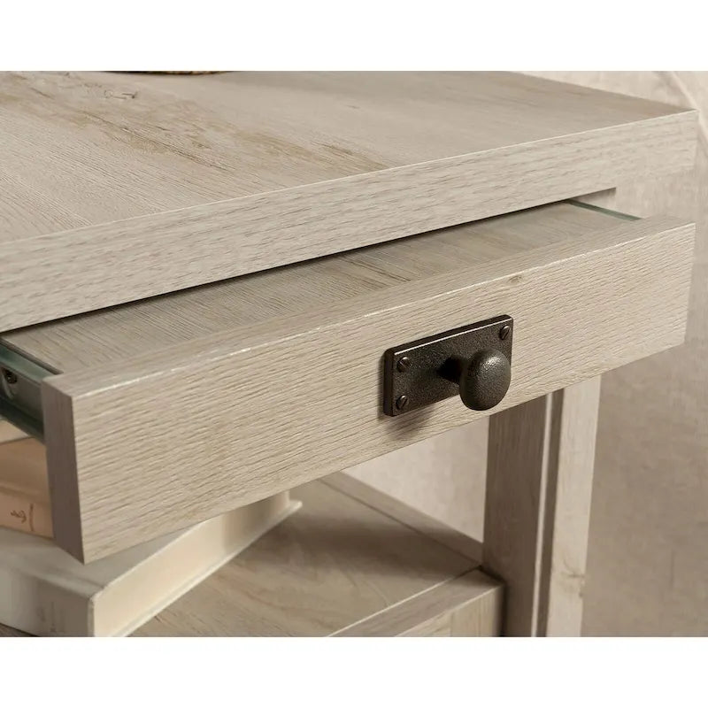 Accent Side Table with Door and Slide-Out Shelf
