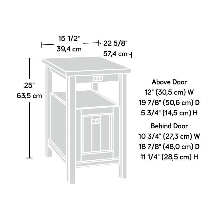 Accent Side Table with Door and Slide-Out Shelf