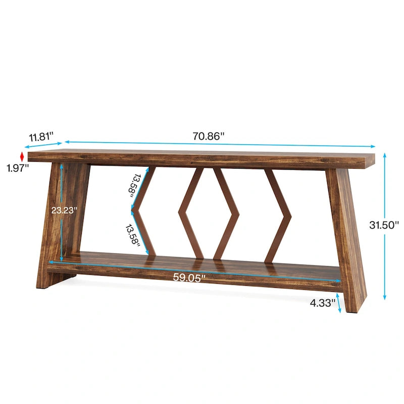 70.9-Inch Console Sofa Table with Storage