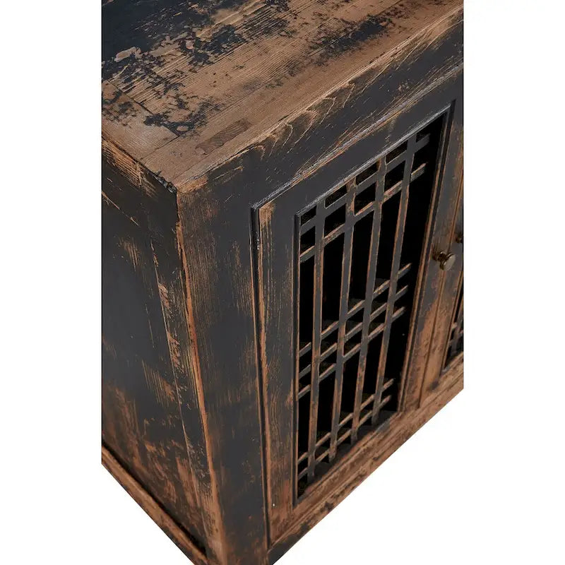 71-Inch Antique Pine Sideboard with Lattice Doors