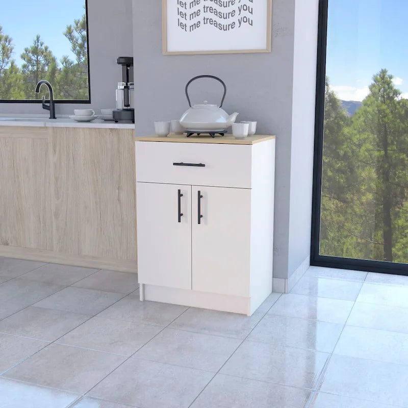 FM FURNITURE Cope kitchen Pantry in melamine with 2 doors and 1 drawer - N/A