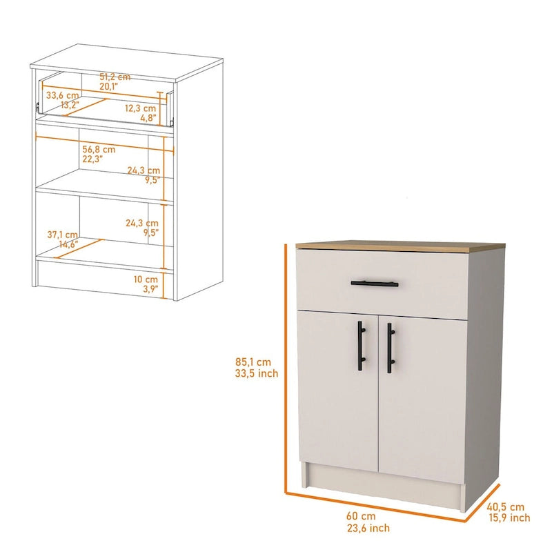 Kitchen Pantry with 2 Doors and 1 Drawer